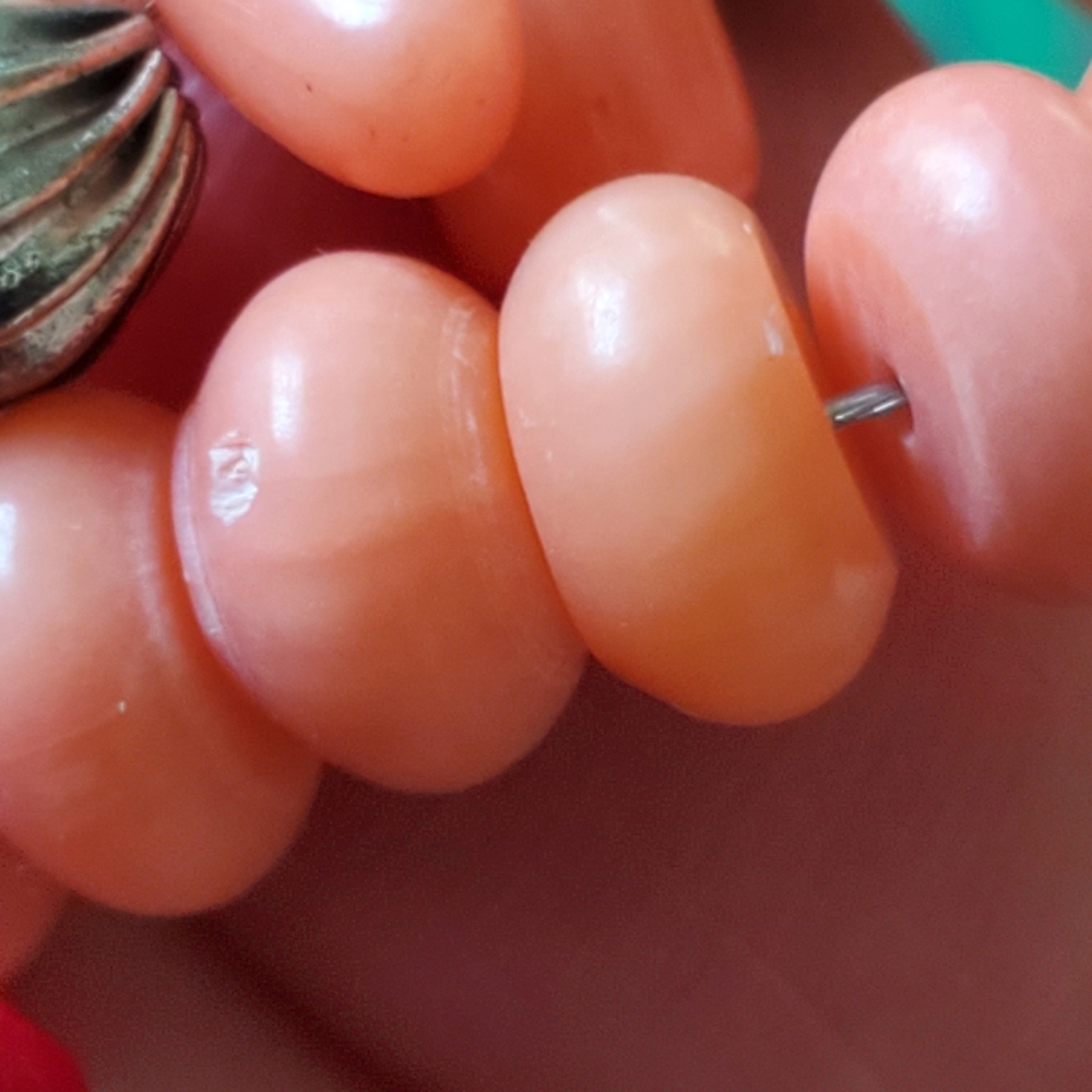 Vibrant Genuine Coral Red Orange Shell Ring - image 1